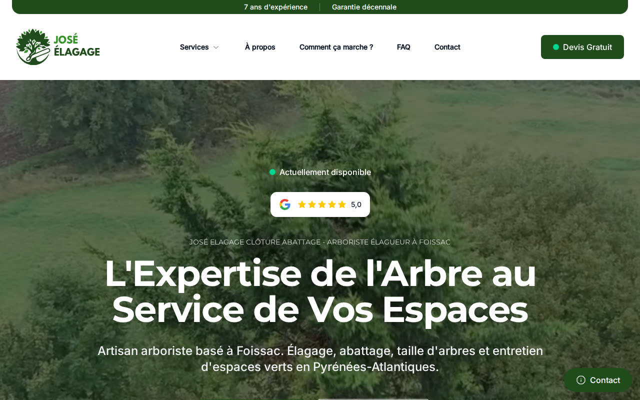 Page d'accueil du site de José Élagage